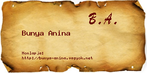 Bunya Anina névjegykártya